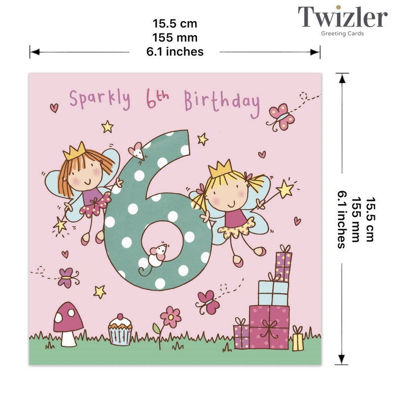 Twizler 6th Birthday Card Girl Fairy Princess â€“ Age 6 Birthday Card â€“Girls Birthday Card Age 6 â€“Happy Birthday Card 6 Year Old Girl -Childrens Birthday Cards â€“Happy Birthday Card Girl â€“Card Age 6 Girl - Image 3
